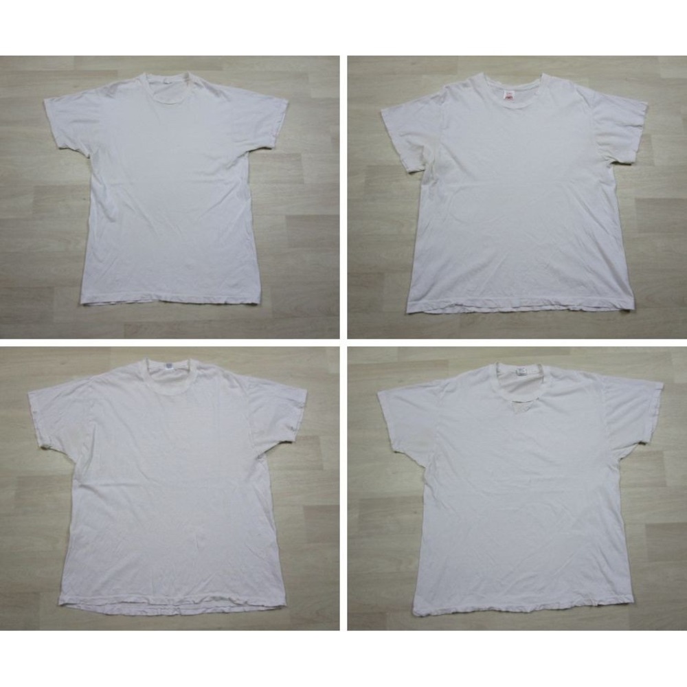 Vintage 80s Blank White T-Shirt Lot of 4 (M/L) Single Stitch BVD Jockey USA